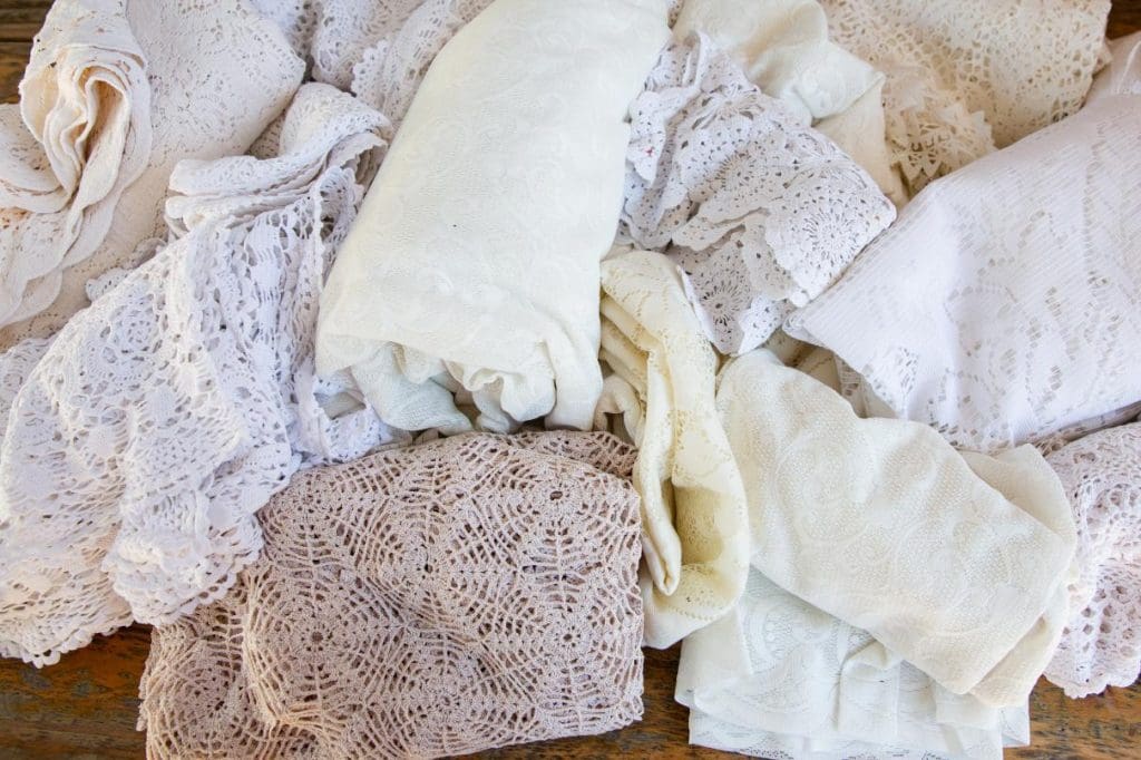 Selection of mismatched table linen